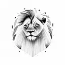 A lion playing the saxophone in a nature-inspired setting tattoo design idea