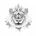 A lion playing the saxophone in a nature-inspired setting tattoo design idea