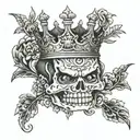 Broken crown adorned tattoo design idea