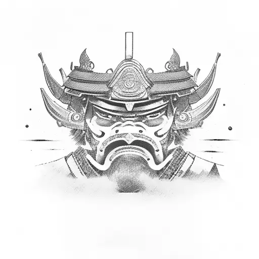 samurai en un camino de piedras tattoo design idea