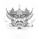 samurai en un camino de piedras tattoo design idea