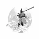 samurai en un camino de piedras tattoo design idea