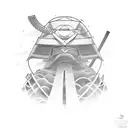 samurai en un camino de piedras tattoo design idea