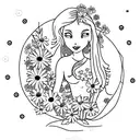 Aphrodite with daisies and bees "222" at bottom  tattoo design idea