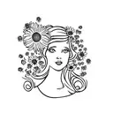 Aphrodite with daisies and bees "222" at bottom  tattoo design idea