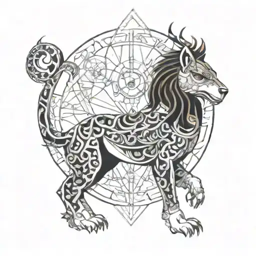 Persian map combine Griffin tattoo design idea