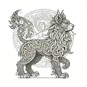 Persian map combine Griffin tattoo design idea