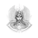 Dagger with wiccan symbols tattoo design idea