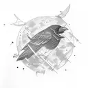 crow with hubble telescope tattoo design idea