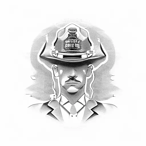 New York State trooper officer with Stetson bodybuilder  tattoo design idea