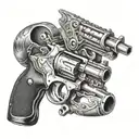 viper wrapped around revolver gun tattoo design idea