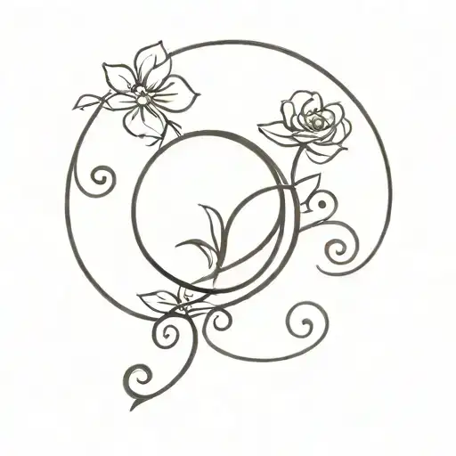 semi colon in a butterfly intertwined with 1 flower tattoo design idea