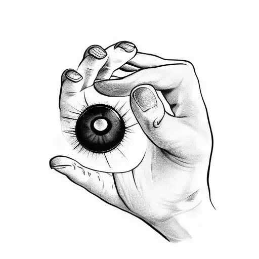witch holding eyeball in outstretched hand tattoo design idea