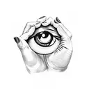  eyeball in outstretched hand tattoo design idea