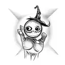 witch holding eyeball in outstretched hand tattoo design idea