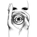 witch holding eyeball in outstretched hand tattoo design idea