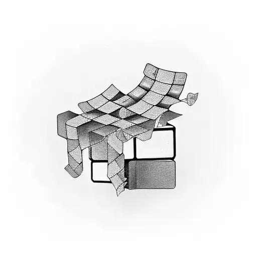 color tattoo design of a solved rubiks cube surrounded by vines tattoo design idea