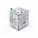 color tattoo design of a solved rubiks cube surrounded by vines tattoo design idea