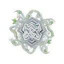 color tattoo design of a solved rubiks cube surrounded by vines tattoo design idea