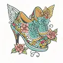 shoes with gems tattoo design idea