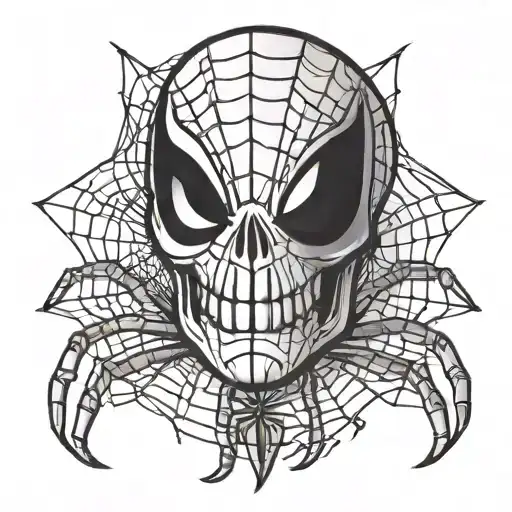 skull spiderman logo with webs tattoo design idea
