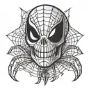 skull spiderman logo with webs tattoo design idea