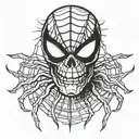 skull spiderman logo with webs tattoo design idea