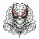 skull spiderman logo with webs tattoo design idea