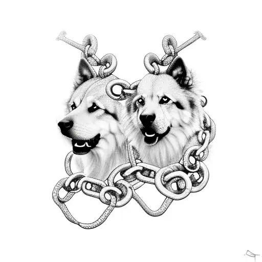 Cerberus in chains tattoo design idea