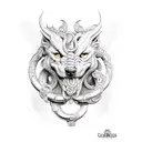 Cerberus with Caduceus tattoo design idea