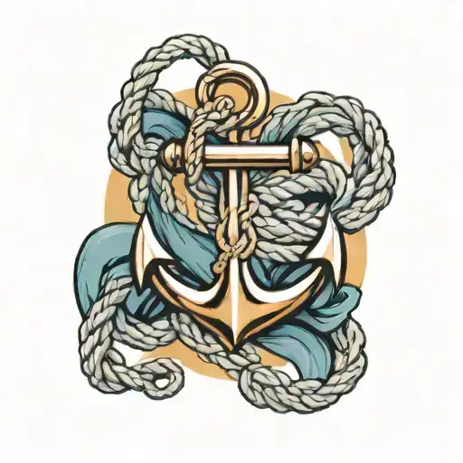 anchor with rope  tattoo design idea