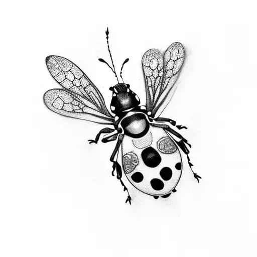 lady bug and mushroom  tattoo design idea