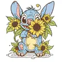 stitch from lilo and stitch with sunflowers    tattoo design idea