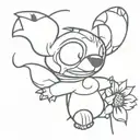 stitch from lilo and stitch with sunflowers    tattoo design idea
