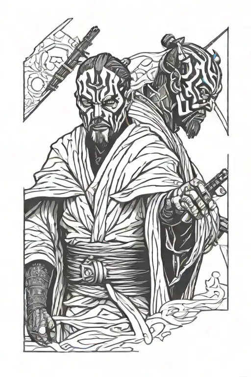obi wan and darth maul tattoo design idea