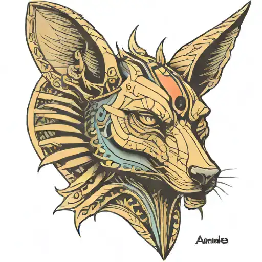 evil anubis tattoo design idea
