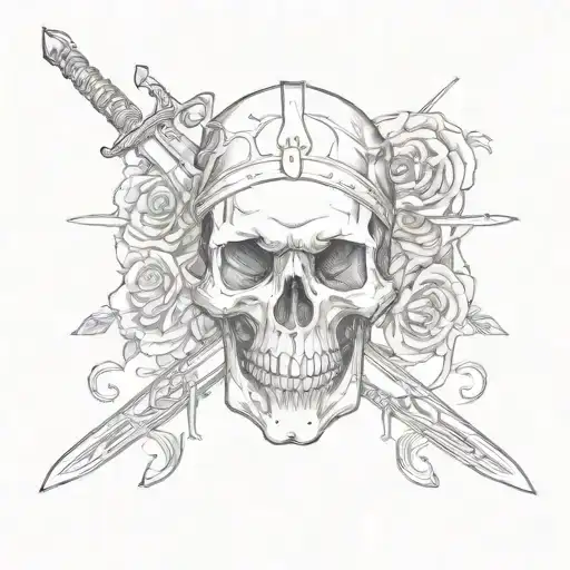a skull with a sword tattoo design idea