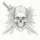 a skull with a sword tattoo design idea