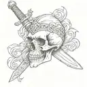 a skull with a sword tattoo design idea