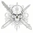 a skull with a sword tattoo design idea