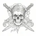 a skull with a sword tattoo design idea