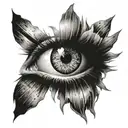 realistic eye of a woman with sun rays around tattoo design idea