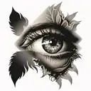 realistic eye of a woman with sun rays around tattoo design idea