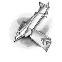 paper airplane with flames  tattoo design idea