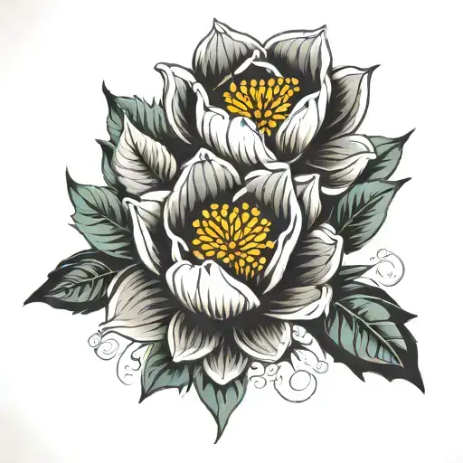 January birth flower, April birth flower, October birth flower boquet  tattoo design idea