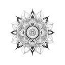 sunflower and mandala half colour half black and white  tattoo design idea