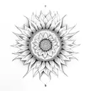 sunflower and mandala half colour half black and white  tattoo design idea