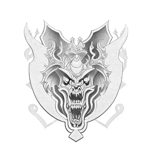 A blackwork tattoo of Saint George tattoo design idea