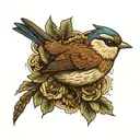 wren bird tattoo design idea