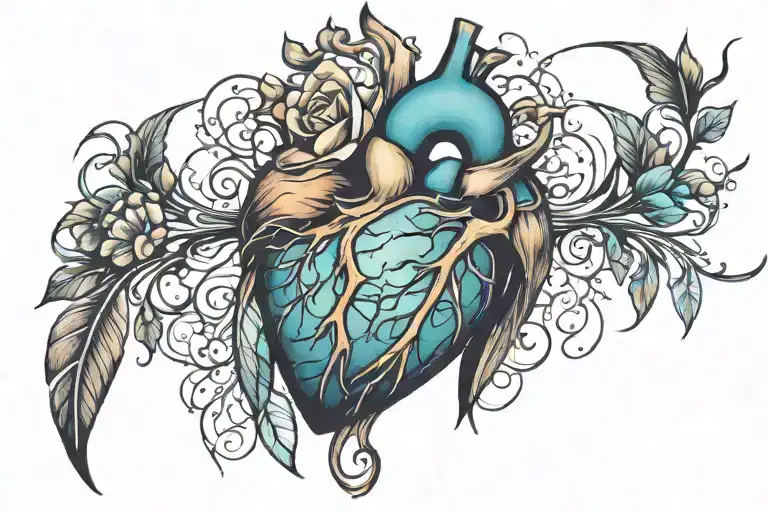 I would like to have a tattoo inspired by a heart attack survivor with lots of color heartbeat just something beautiful  tattoo design idea